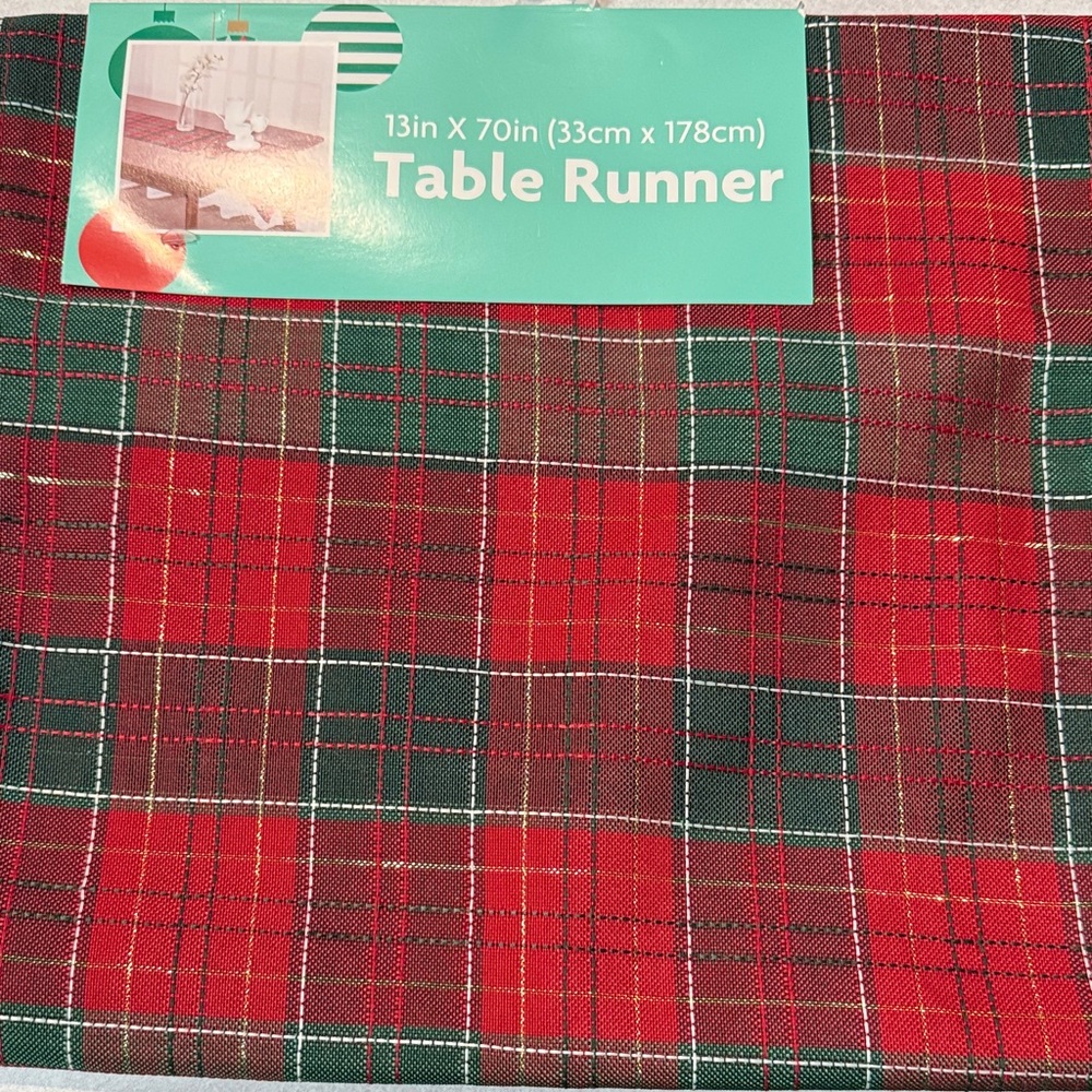 NWT Plaid Table Runner - Red and Green Christmas